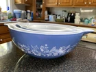 4 Vintage Pyrex COLONIAL MIST Cinderella Nesting Mixing Bowls 441 442 443 444