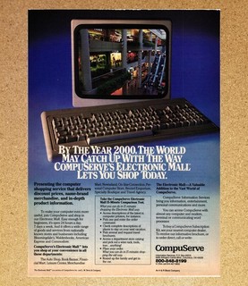 CompuServe Computer Keyboard Electronic Mall Magazine Print Ads Poster 1985