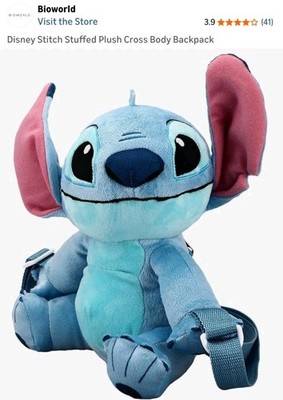 Bioworld Disney Lilo & Stitch Stitch Plush Crossbody Backpack Blue Medium