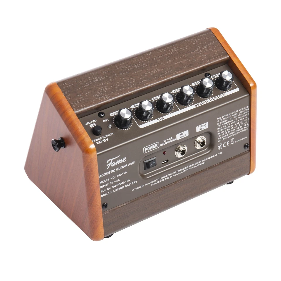 AG-15A Akustikgitarren Verstärker 15W 2-Kanal Akkubetrieben Bluetooth - Bild 3 von 4