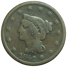 1842 Liberty Head Large Cent Very Good Condition *JE
