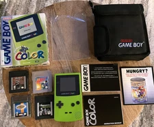 Nintendo Game Boy Color Kiwi Lime Green Console COMPLETE w/Inserts CLEAN/extras