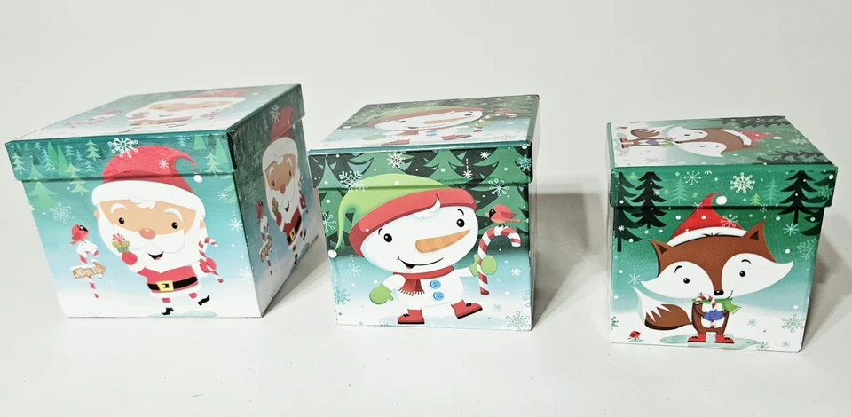 6PCS Christmas Nesting Gift Boxes with Lid, Nested Box Set, 3 Sizes, Square... - Image 3 of 3