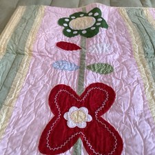 Pottery Barn Kids Baby Quilt With Pillow Sham Flowers 2008