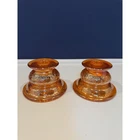 Vintage Orange Carnival Glass Candle Stick Holders Federal Glass Madrid Marigold