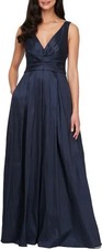 Alex Evenings Dark Navy Blue Sleeveless Stretch Taffeta Gown Size 16 199