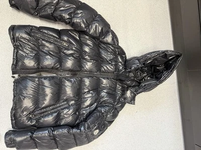 Moncler Maya Black Hooded Puffer Jacket Full Zip Down Insulated Size XL
