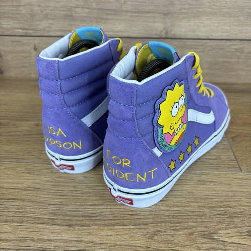 Vans Shoes Unisex Size UK 7.5 The Simpsons “Lisa For President “ Sk8 Hi Purple - Picture 10 of 17