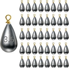 Casting Sinker Weights Assortment, Teardrop Fishing Sinkers with Brass Swivel Lo
