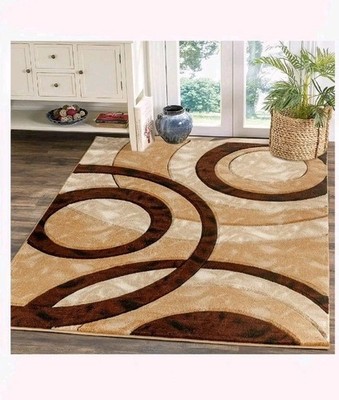 GLORY RUGS Area Rug Modern 8x10 Brown Circles Geometry Soft Hand Carved Conte...