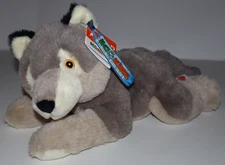 WILD REPUBLIC  Ecokins Laying Gray WOLF Stuffed Soft Plush w/ Tags #24721
