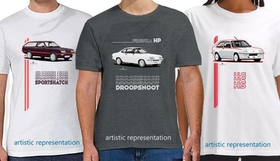Vauxhall DroopSnoot: Firenza, Sportshatch, Chevette HS & HSR Art T-Shirts