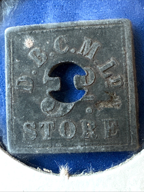 RARE TOKEN 1890s South Africa De Beers Mining Store Zinc Token 3 Pence # 1