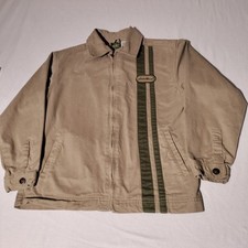 Eddie Bauer Big Kids Khaki Brown Green Striped Zip Up Jacket Sz 10/12