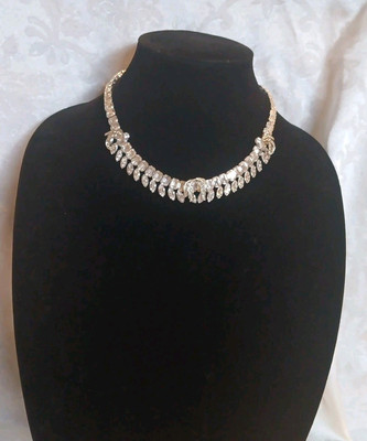 Vintage Weiss 14'' Rhinestone Choker Necklace Designer Signed