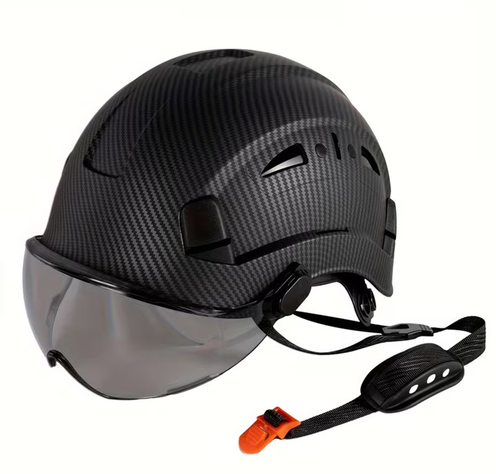 Safety Hard Hats Construction OSHA ANSI Z89.1 Approved Black Carbon Vented Visor