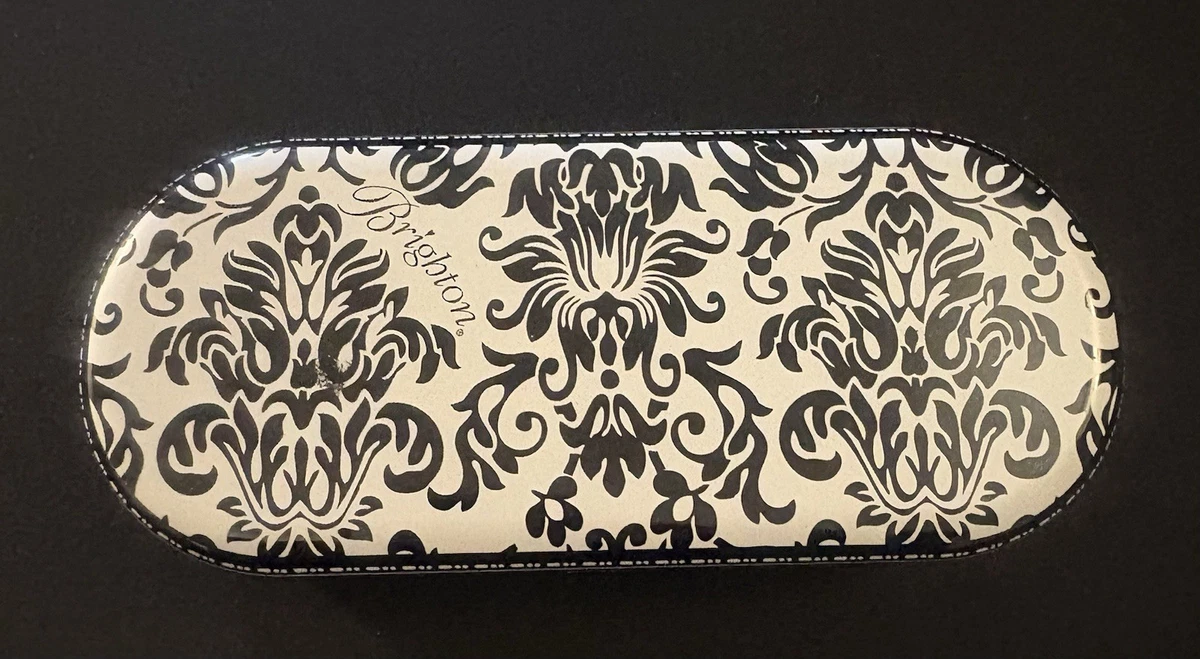 Brighton Black White Geometric & Damask Metal Sunglasses Storage Empty Case Brighton Sunglasses Case Only Metal Tin Hardcase Damask  main image 3