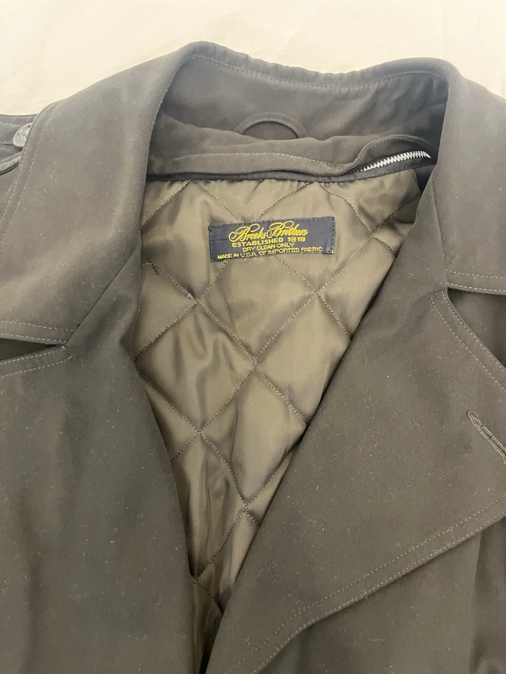 Тренч мужской Brooks Brothers темно-зеленый (M) с пряжкой и эполетами - Изображение 3 из 4