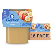 Gerber Stage 2 Baby Food, Apple Strawberry Banana Puree Tubs, No Added Colors or