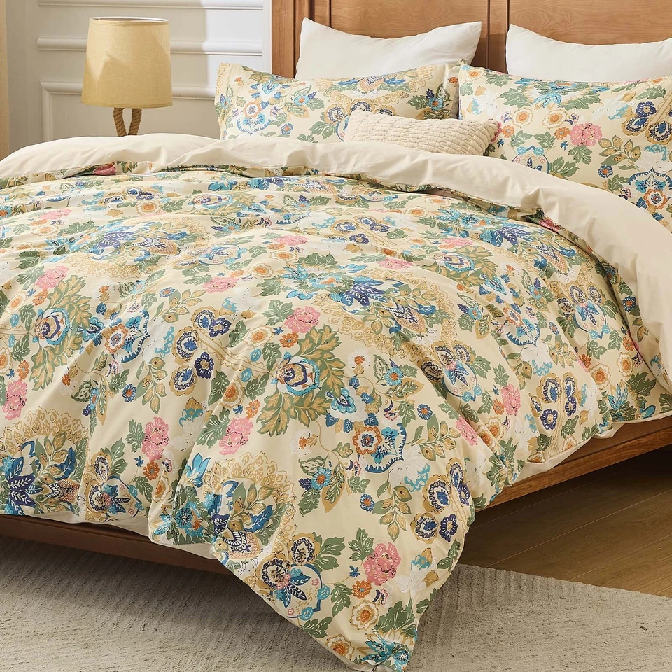 100% Organic Cotton Duvet Cover Set Soft Breathable 3 Pieces Bedding Sets - Image 2 of 4