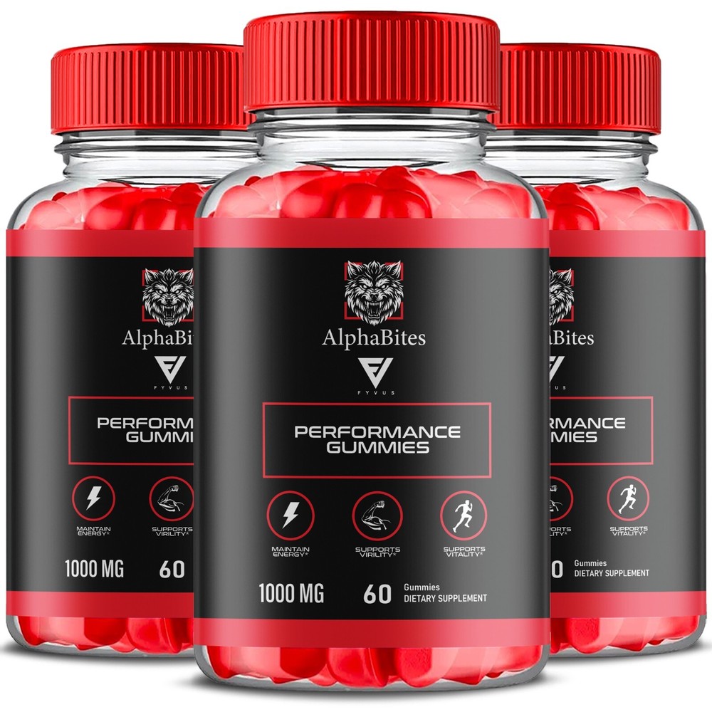 (3 Pack) Alpha Bites Male Performance Gummies, Alpha Bites for Men (180 Gummies)