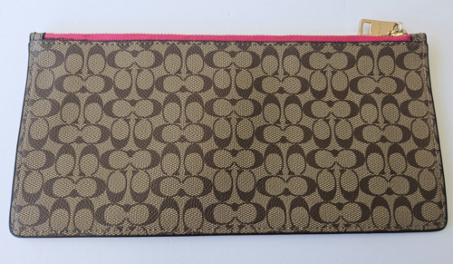 COACH Marrón Cremallera Firma Delgado Cuero Bolsa Accesorio Estuche Nuevo - Imagen 3 de 5