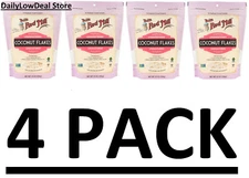 4 PACK Bob's Red Mill Unsweetened Coconut Flakes 10 oz Pkg FRESH