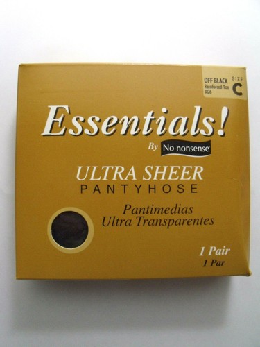 No Nonsense Essentials Ultra Sheer Pantyhose Size C Reinforced Toe Off Blk