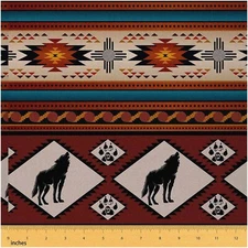 Wilderness Chic Hunting Animal Fabric - Howling Wolf Safari