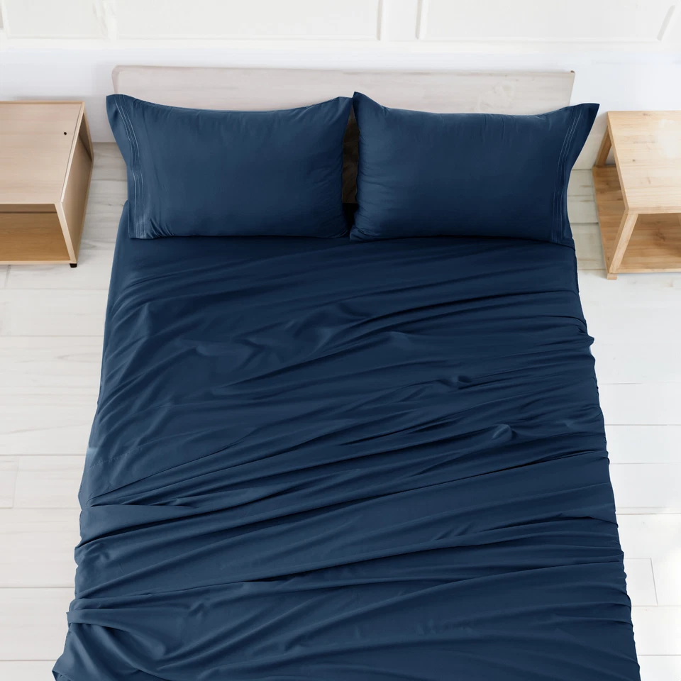 Juego de sábanas de 4 piezas de microfibra para hotel de lujo sábanas de bolsillo profundo ultra suaves Foto 2 de 4