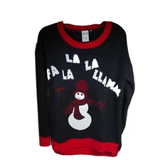 Christmas Sweater Tunic Ladies FA LA LA Llama Jeweled Snowman Birds Size S New 