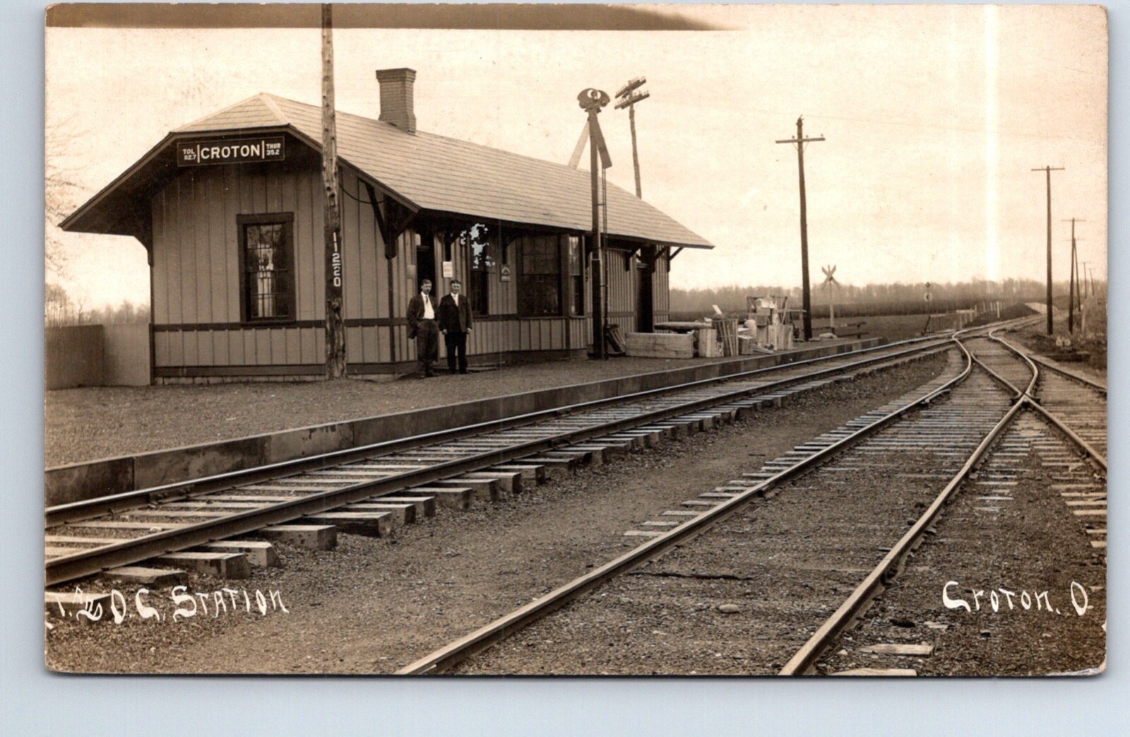 Real Photo Postcard Ohio Croton Toledo &Ohio Central Railroad Depot
