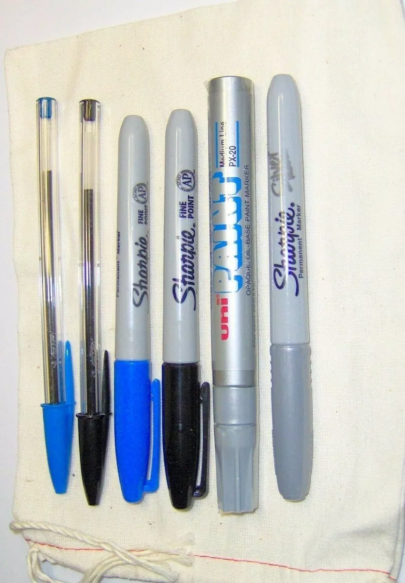 Autograph Signing Pens Markers 6 SET Kit Blue Black Silver BiC Sharpie Uni  Paint