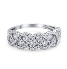 .925 Sterling Silver Round CZ Weave Crisscross Infinity Ring