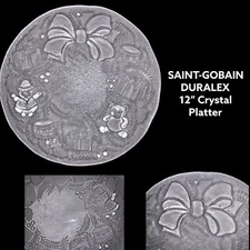 VTG Duralex Saint-Gobain Toyland Wreath 12" Tempered Glass Round Serving Plate