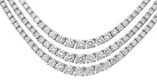 ESTATE LARGE 11.57CT DIAMOND 14KT WHITE GOLD 3D 3 ROW ETERNITY TENNIS NECKLACE