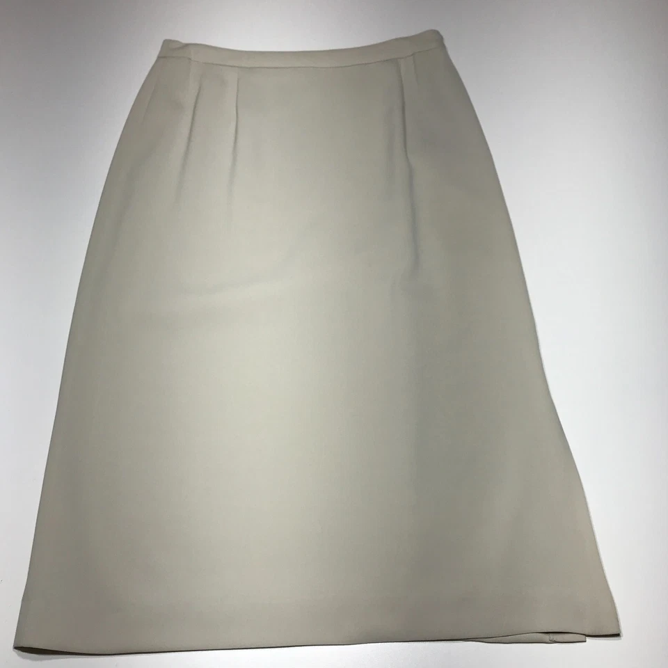 Falda Amanda Smith Mujer Talla 12 Beige Lápiz Midi Lateral Recto Cremallera Forrada Foto 3 de 4