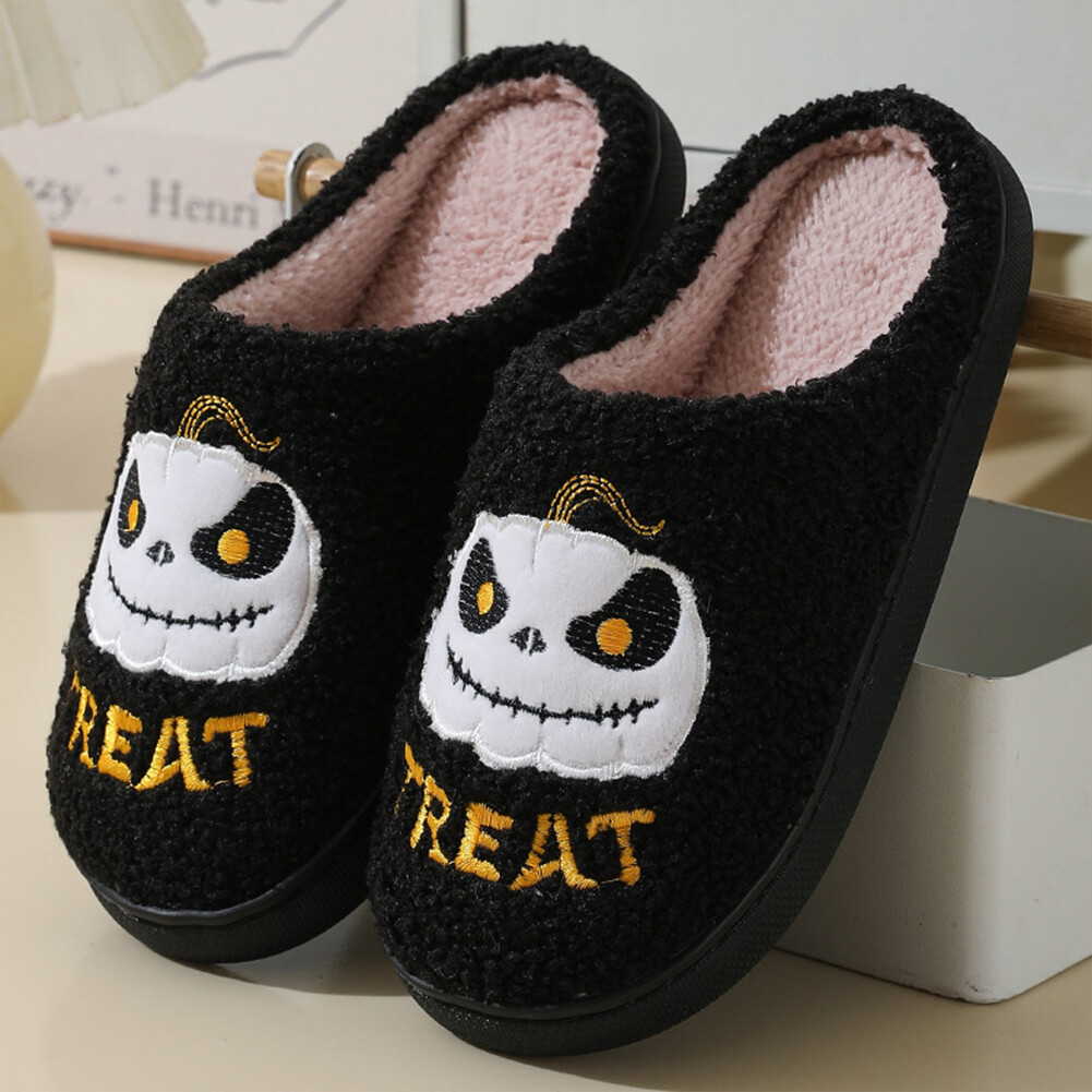 APL Halloween Zucca Peluche Pantofole Punta Chiusa Comode per Inverno