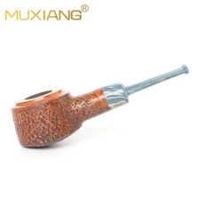 MUXIANG Sandblasted Pot Pipe Handmade Briar Wooden Tobacco Pipe Ebonite Stem