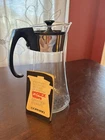 Pyrex Glass Coffee Pot Carafe Silver Band With Black Lid Bee Vintage MCM