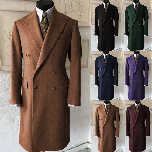 Woolen Men's Suit Overcoat Double Breasted Trench  Winter Warm Coat Male Jacket - Picture 1 of 16