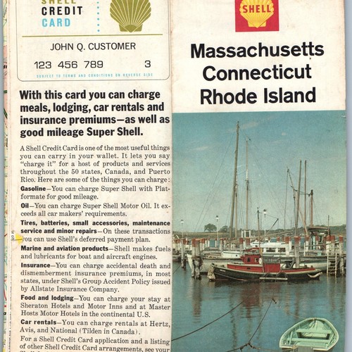1968 So New England Massachusetts Connecticut Rhode Island Shell Oil CT ...