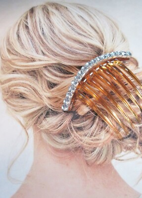 - Rhinestone Crystal Clear Bridal comb hair large Elegant Wedding Hair Comb of Crystals and Pearls - Cassandra  main image 4