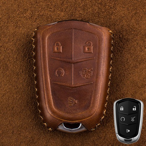 Genuine Leather Car Key Fob Case Cover For Cadillac CTS ATS XT5 XTS Escalade SRX - Picture 4 of 18