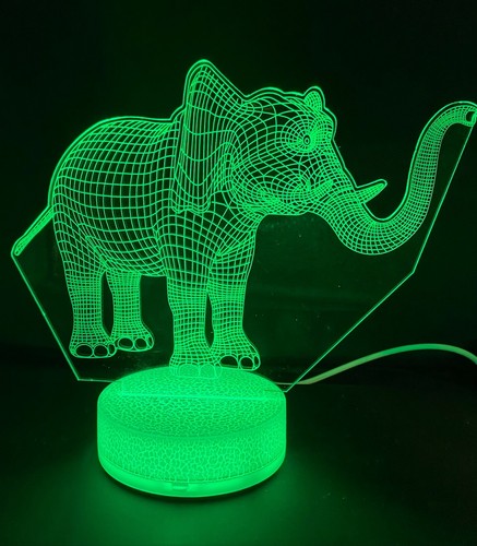 Elephant Trunk Up 3D Night Light Multi Color Changing Illusion Lamp Best Gift - Picture 2 of 5