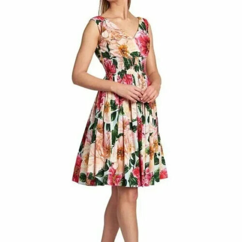 NWOT DOLCE&GABBANA Floral Poplin Sleeveless Fit-&-Flare Dress sz IT 46 - Picture 1 of 9