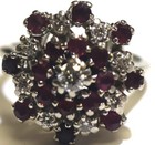 14k white gold natural ruby diamond cluster gemstone ring .39ct estate vintage 5 — photo 3