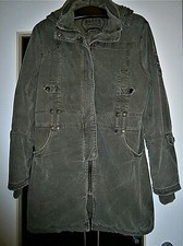 DAMEN SOCCX KAPUZEN BAUMWOLL-LONGJACKE/PARKA GR. XL grau ohne Gürtel gebraucht..