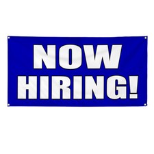 Vinyl Banner Multiple Sizes Now Hiring White Blue Business Now Hiring Outdoor