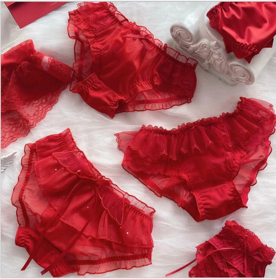 sexy red women Girls Ladies Bud Silk Briefs Knickers Panties Size